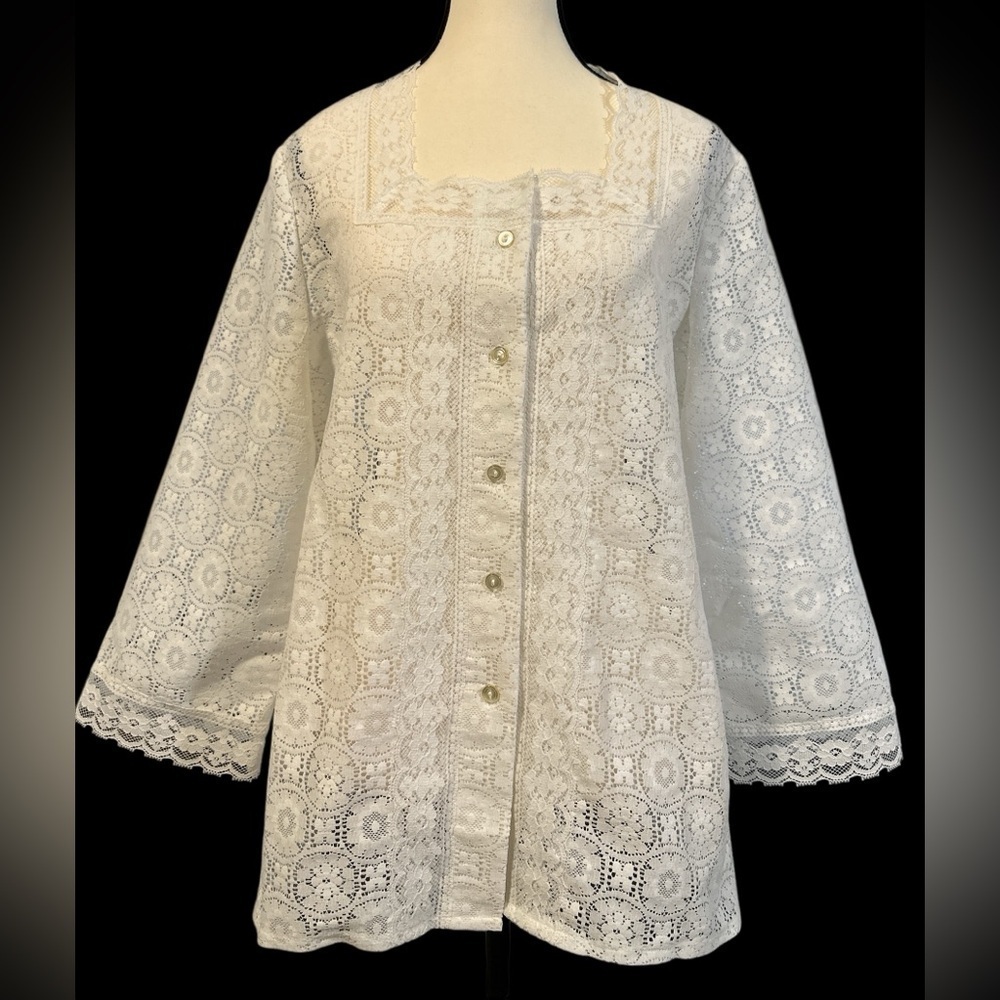 Tumbleweeds 1970s Vintage Elegant White Lace Women's Top